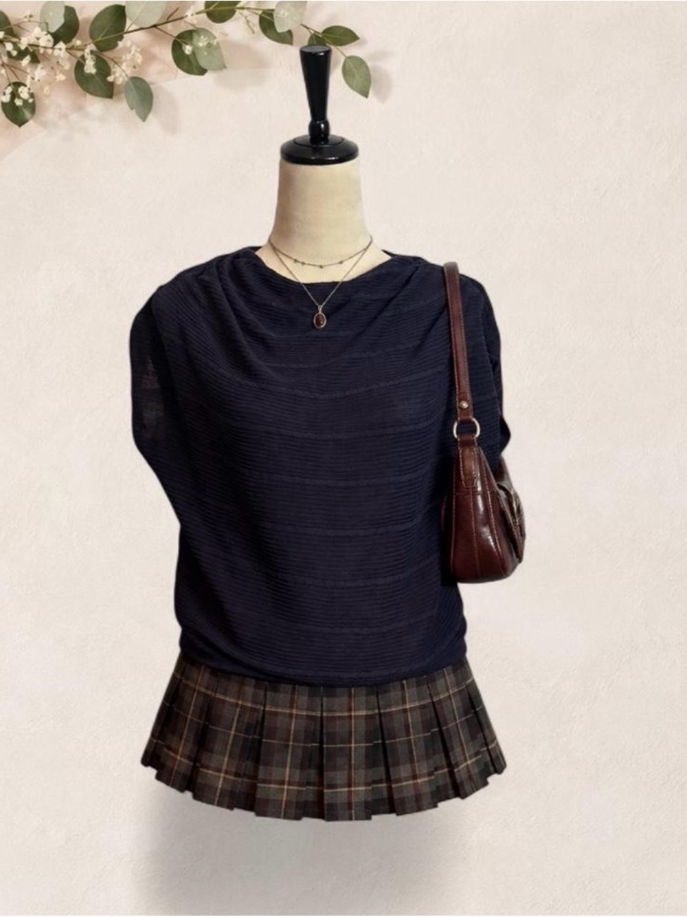 100% Silk Navy Draped Cowl Neck Dolman Sleeve Top M/L